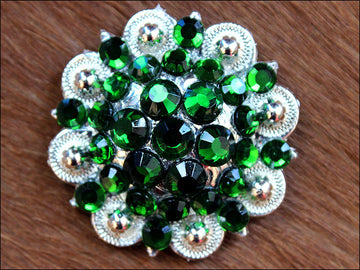 Hilason Green Crystal 1-1/4In Berry Concho Rhinestone Tack Saddle Cowgirl